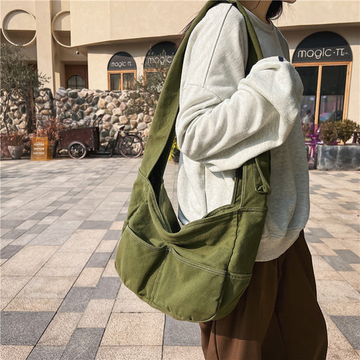 Shoulder Bag Denim Handbag Large Capacity Canvas Crossbody Bag - HANBUN