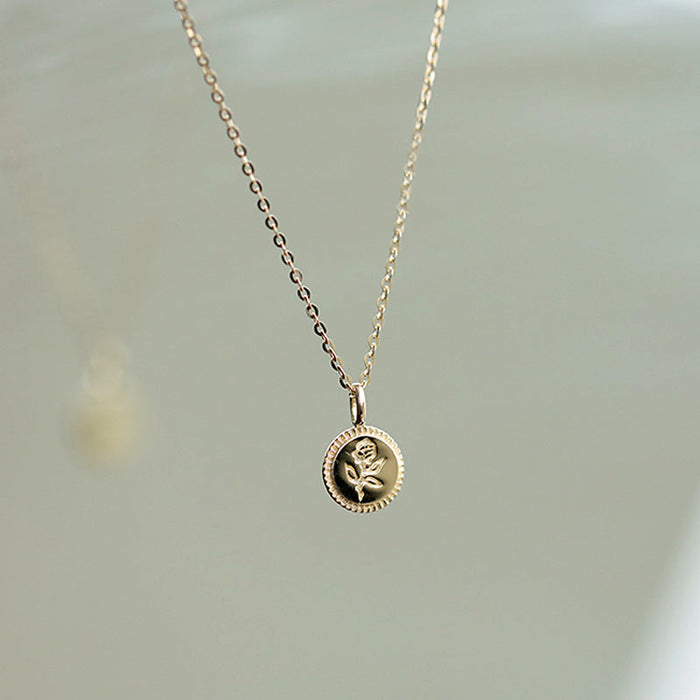 Rose coin pendant necklace for women - HANBUN