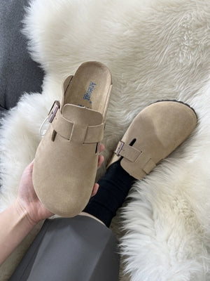 Leather birkenstocks with comfortable thick soles