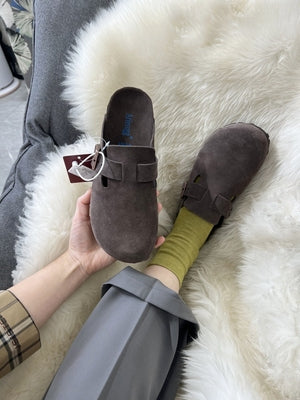 Leather birkenstocks with comfortable thick soles