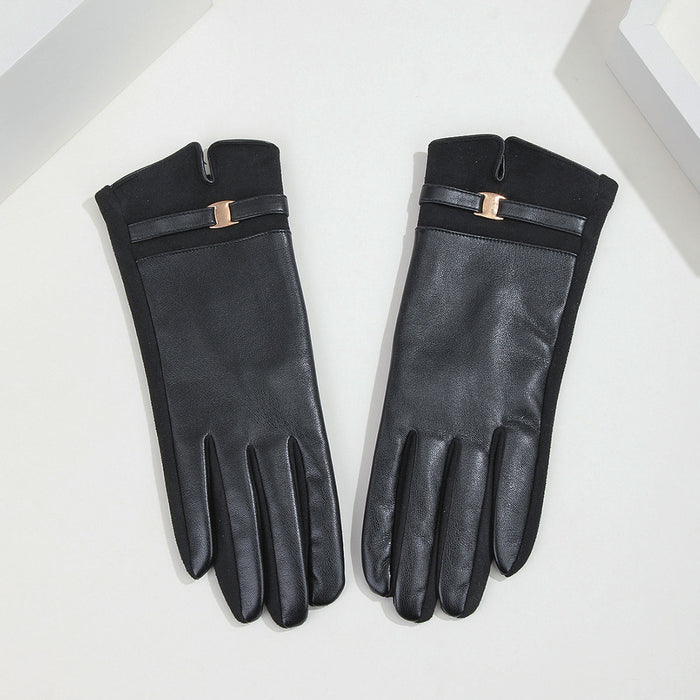 Plain Leather Gloves - HANBUN