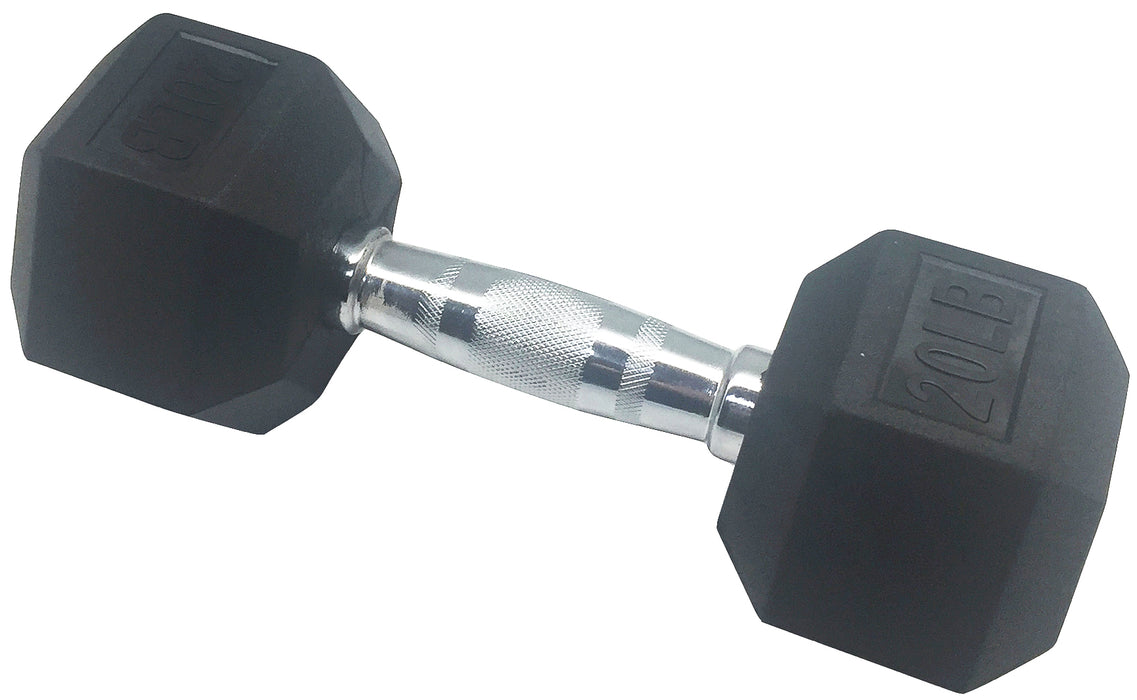 [US Stock] Rubber Encased Hex Dumbbell in Pairs or Singles DB20S - HANBUN