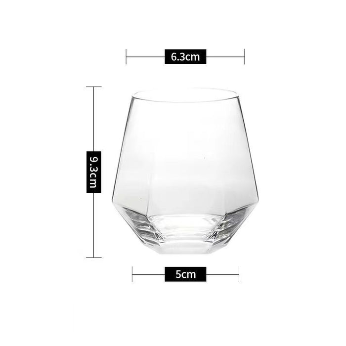 Wine Glass Hexagonal Diamond Cup Glass Heat-resistant Glass Cafe - HANBUN