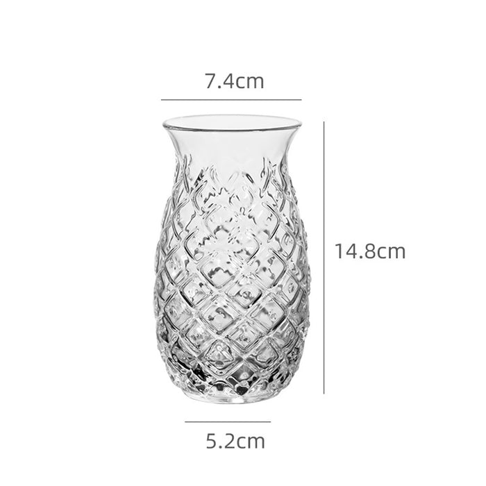 Clear Wine Glass Embossed Pineapple Tea Cup Drinking Cup 1PC - HANBUN