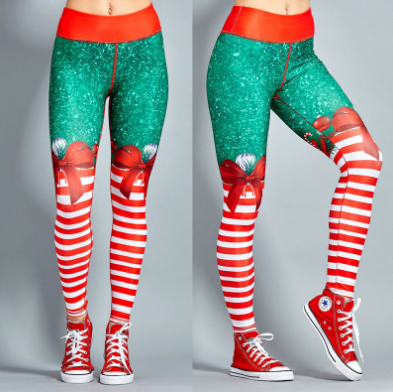 Women's Christmas Print Workout Trousers - HANBUN