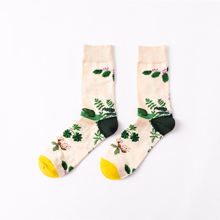 2 Pairs of Printed Cotton Socks - HANBUN
