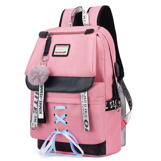 Children's Schoolbag Print Pink Schoolbag - HANBUN