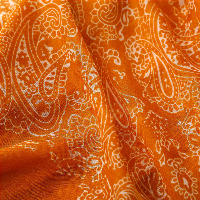 Orange Cashew Print Tassel Sticky Shawl Scarf - HANBUN