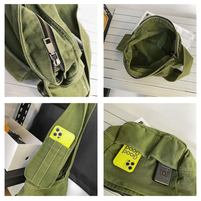 Shoulder Bag Denim Handbag Large Capacity Canvas Crossbody Bag - HANBUN