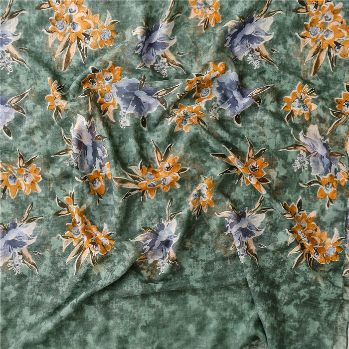 Scarf Green Flower Pattern - HANBUN