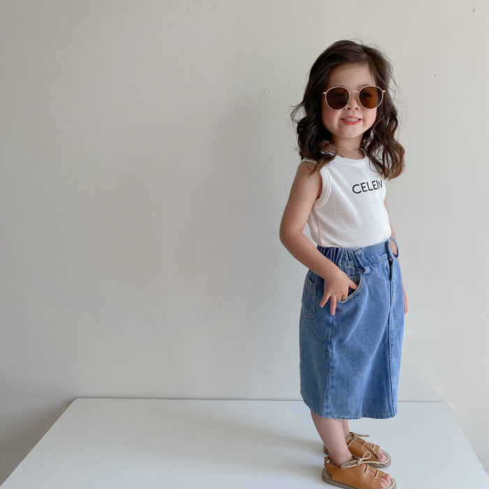 Summer Girls Long Casual Jeans Skirt - HANBUN