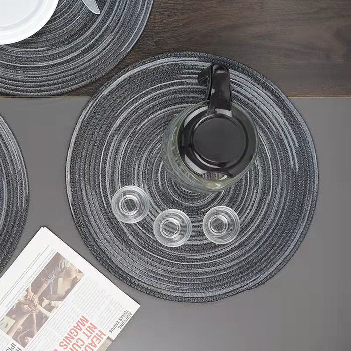 Black and grey round table mat