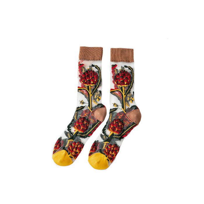 3 Pairs of Flower Women's Socks - HANBUN