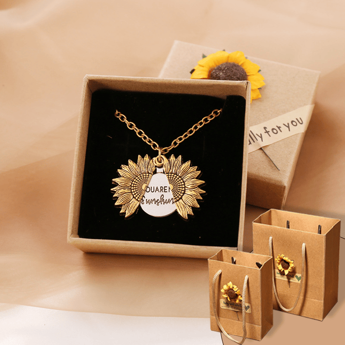 🔥🌞"You Are My Sunshine" Sunflower Necklace🌻(Double-sided engraving) - HANBUN