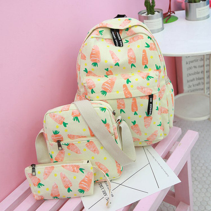 3-pack Printed School Bag - HANBUN