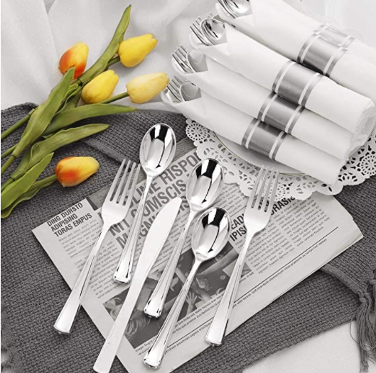60 pack of silver cutlery