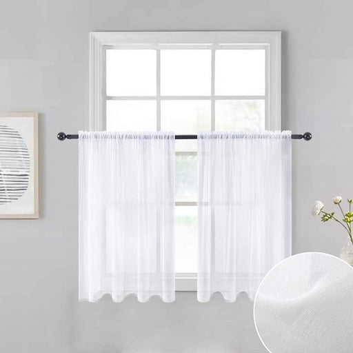 Kitchen Sheer Layer Short Curtains 24" - HANBUN
