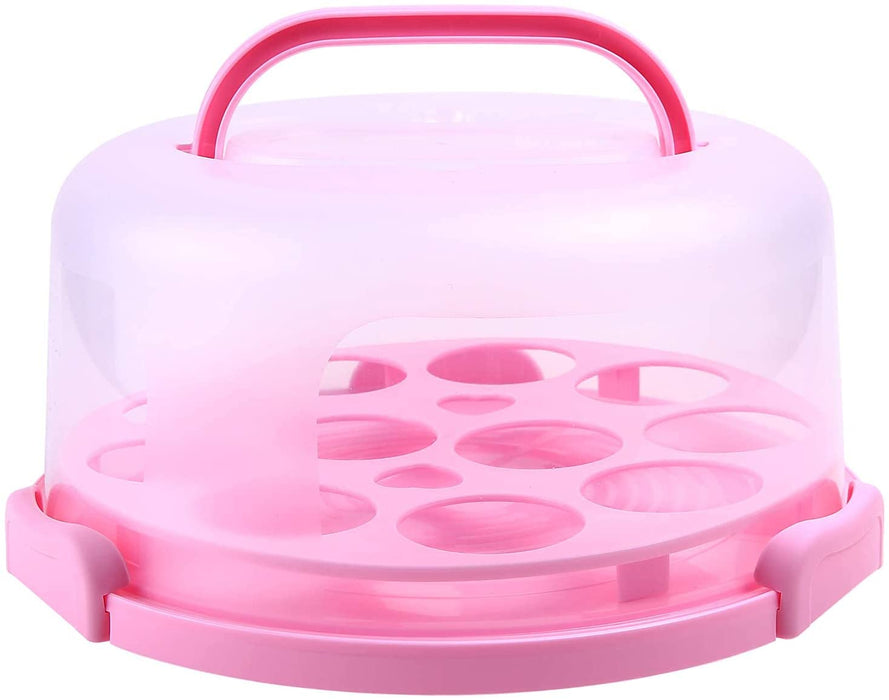 Cake Carrier Cupcake Containers Keeper:  Cake Stand with Lid Portable Round Cake Container Cake Holder with Handle Two Sided Base for Pies Cookies Nuts Fruit etc Suitable for 10 inch Cake Gifts