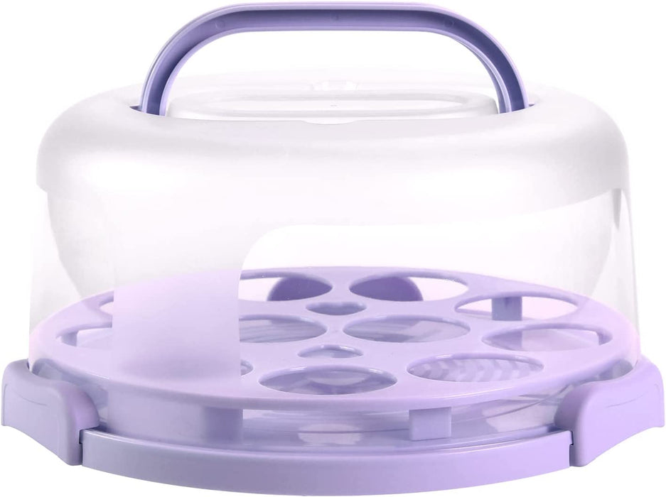 Cake Carrier Cupcake Containers Keeper:  Cake Stand with Lid Portable Round Cake Container Cake Holder with Handle Two Sided Base for Pies Cookies Nuts Fruit etc Suitable for 10 inch Cake Gifts