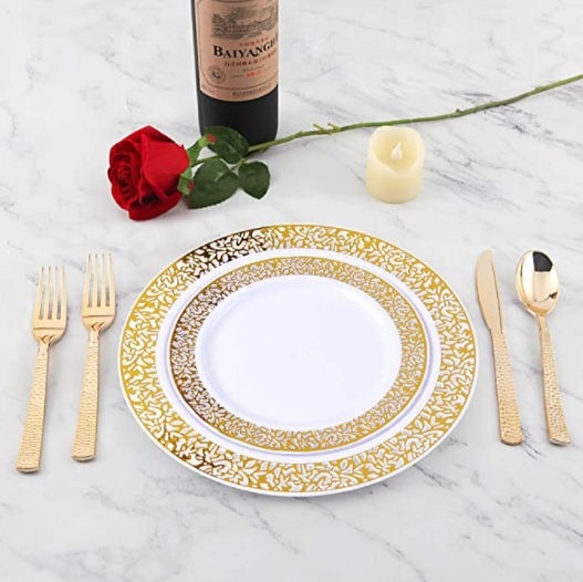 Gold and silver tableware