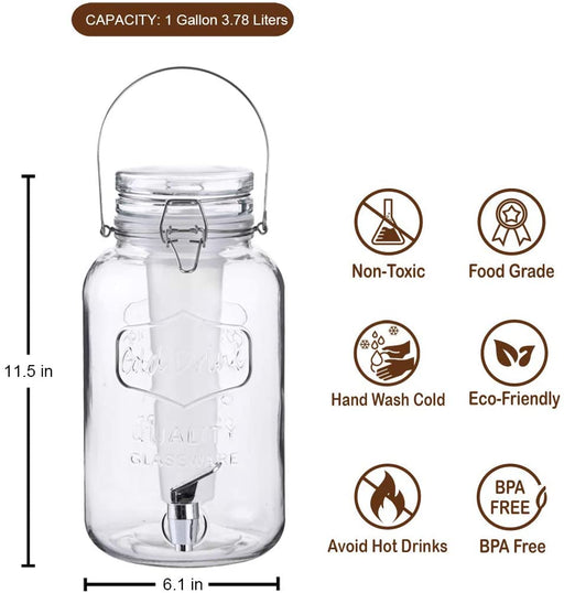 Gallon Cold Drink Glass Beverage Dispenser - HANBUN