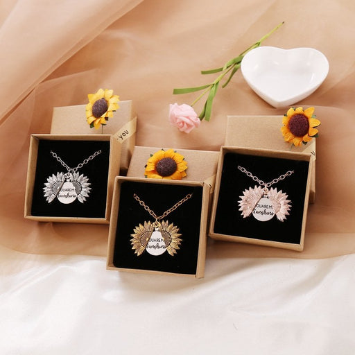 🔥🌞"You Are My Sunshine" Sunflower Necklace🌻(Double-sided engraving) - HANBUN