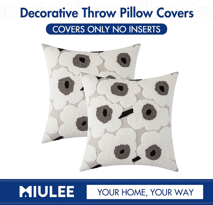 2 Pillowcases Square Woven Cushion Covers 18 X 18 Inch - HANBUN