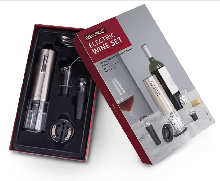 Electric wine bottle opener kit