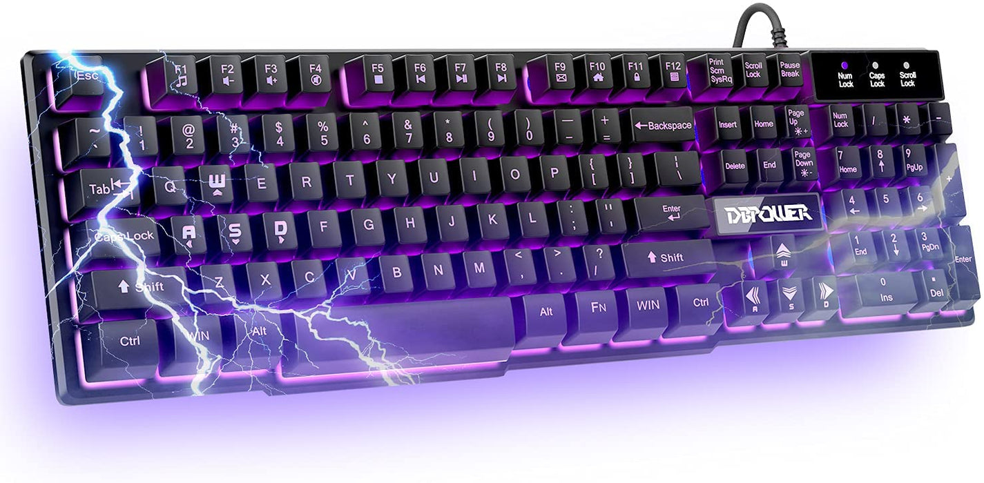Gaming Keyboard with 3 Colors Breathing LED Backlit - HANBUN