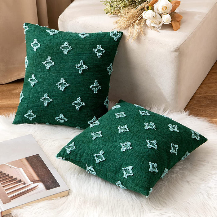 2pcs Throw Pillowcases Diamond Jacquard Pillowcases 18x18" - HANBUN
