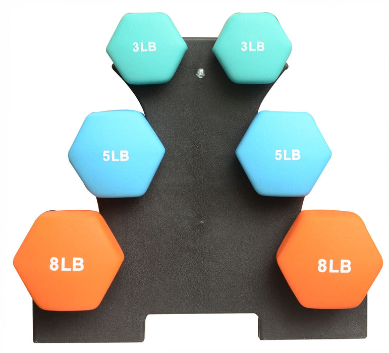 [US Stock] BalanceFrom Colored Neoprene Coated Dumbbell Set with Stand DB-358