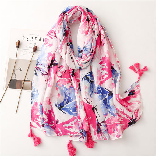 Abstract Ink Scarf With Tassel - HANBUN