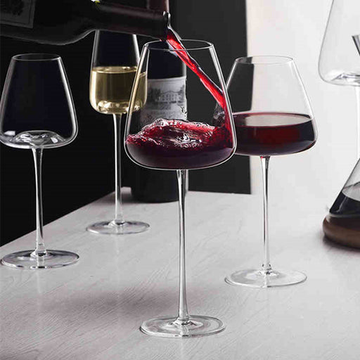 Handmade Red Wine Glass Ultra-thin Crystal Goblet Art Big Belly Wine Tasting Glass - HANBUN