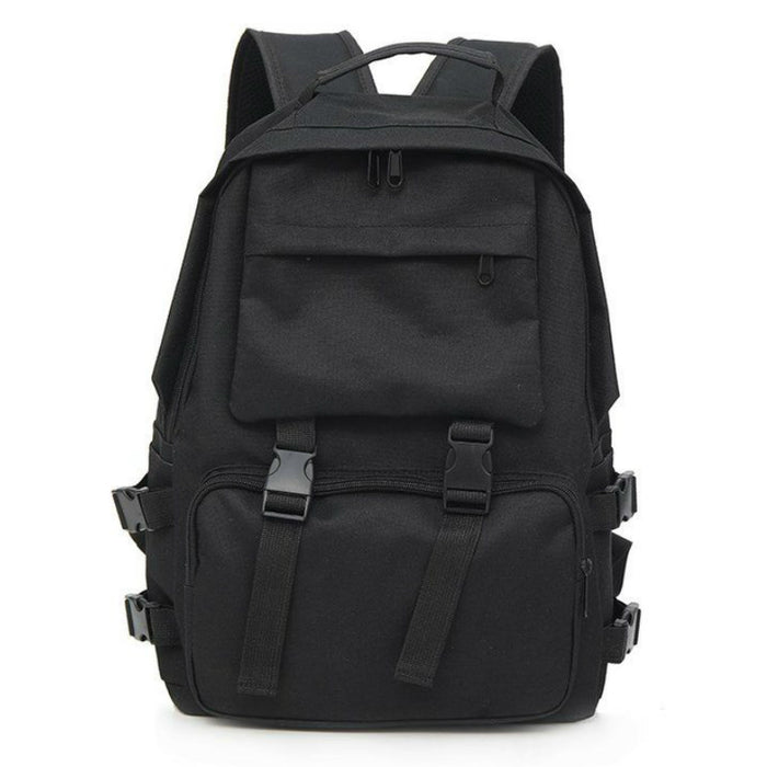 Backpack Schoolbag Large Capacity Button Travel Bag Street - HANBUN