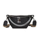 Waist Bag Leather Chest Bag Belt Bag Chain Handbag Crossbody Bag - HANBUN