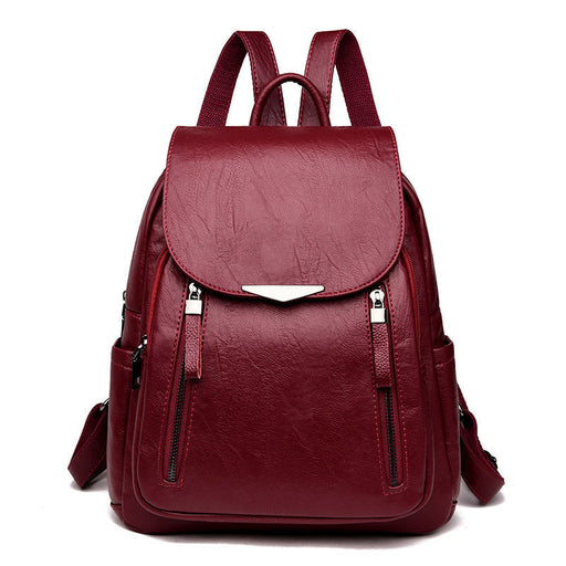Casual Backpack Leather Backpack Large Capacity Student Bag Shoulder Bag - HANBUN