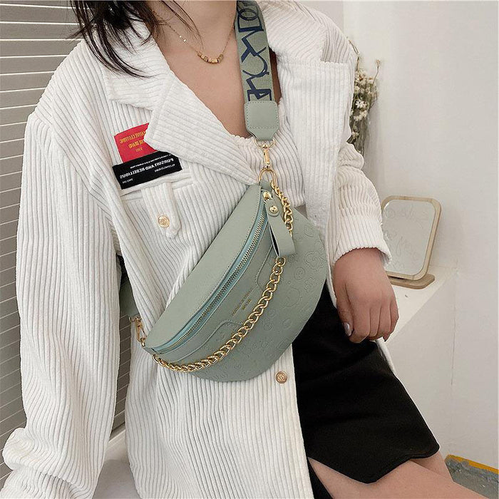 Chest Bag Leather Waist Bag Female Cell Phone Wallet Crossbody Bag - HANBUN