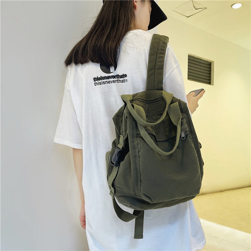 Backpack Female Canvas Bag Student Backpack Travel Bag - HANBUN
