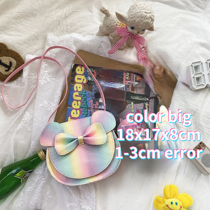 Colorful Sequined Children's Bow Shoulder Bag - HANBUN
