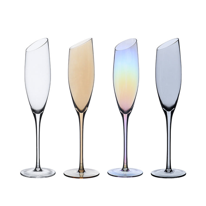 Champagne Glass Beveled Clear Goblet Glass Color Changing Wine Glass - HANBUN