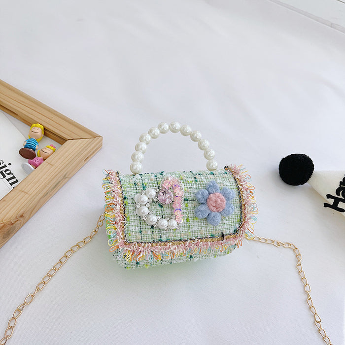 Square Shoulder Bag Luxury Pearl Tote - HANBUN