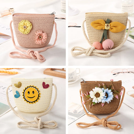 Straw Shoulder Bag Smiley Handbag - HANBUN