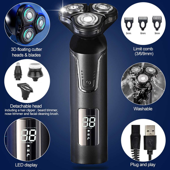 Smart LED wet and dry waterproof shaver
