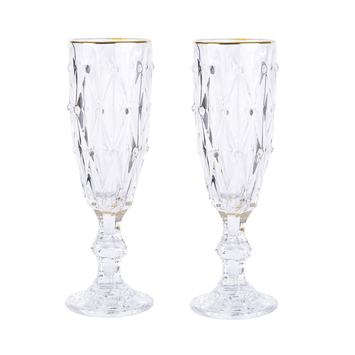 Embossed Tall Wine Glasses Cocktail Glasses Red Wine Glasses Wedding Accessories - HANBUN
