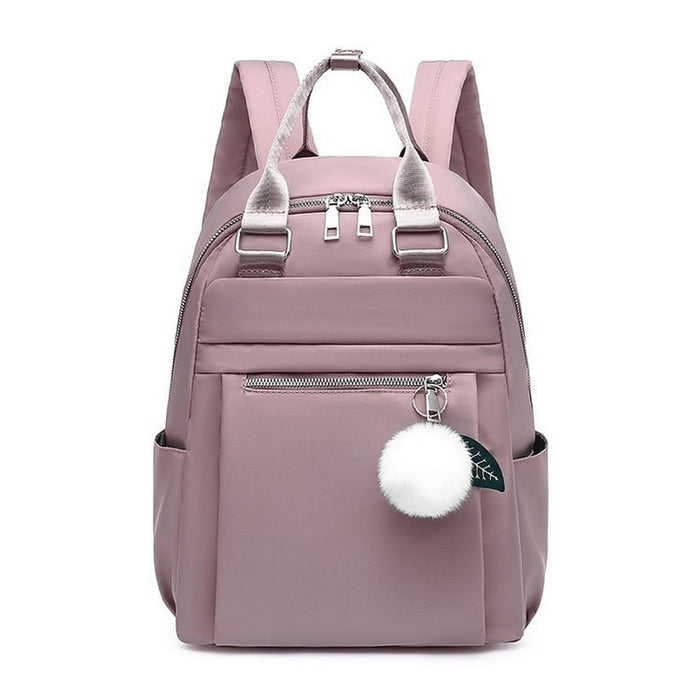 Backpack Ladies Shoulder Bag Solid Color Schoolbag Waterproof Backpack - HANBUN