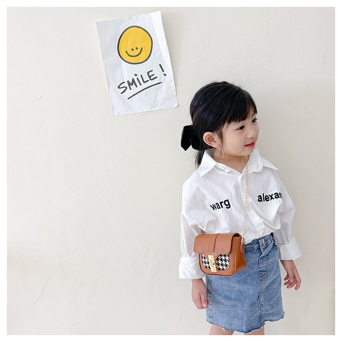 Plaid Children's Mini Shoulder Bag - HANBUN
