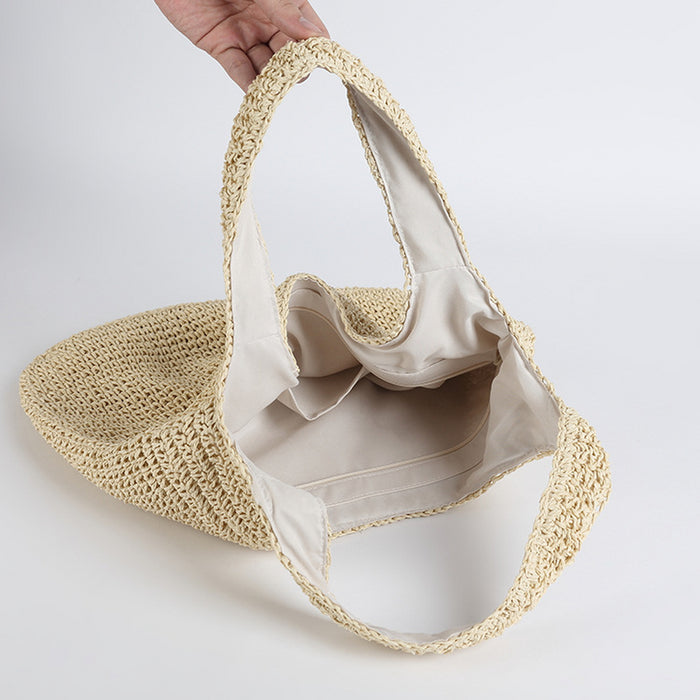 Straw Underarm Bag Female Large Capacity Handbag Beach Straw Bag Crossbody - HANBUN
