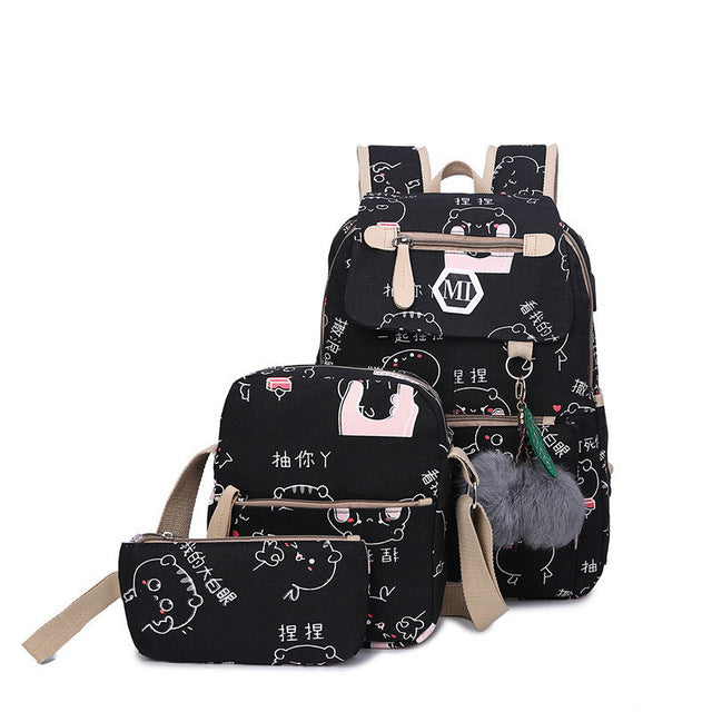 Girls' Printed Backpack - HANBUN
