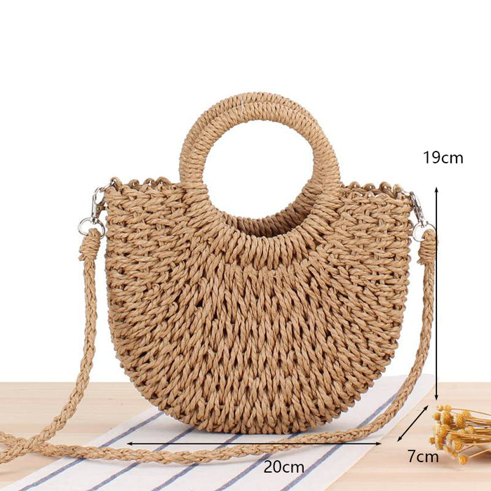 Beach Bag Summer Straw Bag Single Shoulder Bag Female Handbag Crossbody - HANBUN