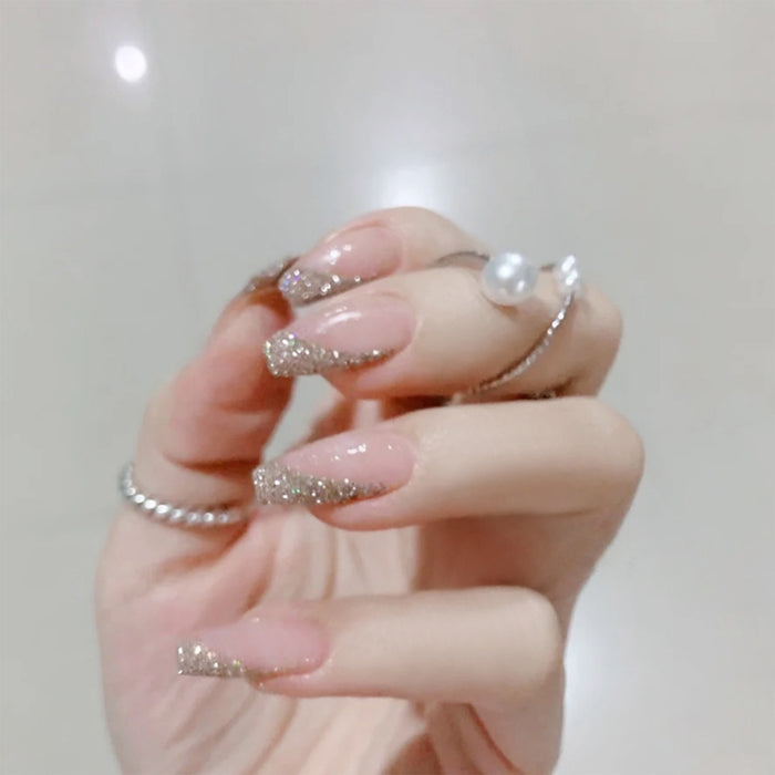 24Pcs Shiny Glitter Detachable False Nails